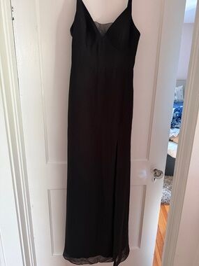 Azazie Black Slip Maxi Dress with Thin Straps